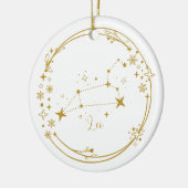 Kerst Aangepaste Naam Leo Zodiac Sign Gold Keramisch Ornament (Links)