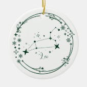 Kerst Aangepaste Naam Leo Zodiac Sign Groen Keramisch Ornament (Voorkant)