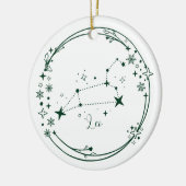 Kerst Aangepaste Naam Leo Zodiac Sign Groen Keramisch Ornament (Links)