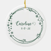 Kerst Aangepaste Naam Leo Zodiac Sign Groen Keramisch Ornament (Achterkant)