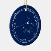 Kerst Aangepaste Naam Ram Zodiac Blauw Zilver Keramisch Ornament (Rechts)