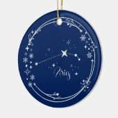 Kerst Aangepaste Naam Ram Zodiac Blauw Zilver Keramisch Ornament (Links)