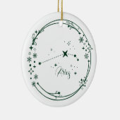 Kerst Aangepaste Naam Ram Zodiac Sign Groen Keramisch Ornament (Rechts)