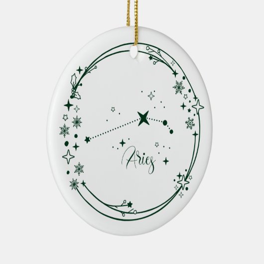 Kerst Aangepaste Naam Ram Zodiac Sign Groen Keramisch Ornament (Rechts)