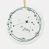 Kerst Aangepaste Naam Ram Zodiac Sign Groen Keramisch Ornament (Voorkant)