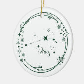 Kerst Aangepaste Naam Ram Zodiac Sign Groen Keramisch Ornament (Links)