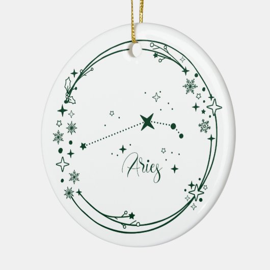 Kerst Aangepaste Naam Ram Zodiac Sign Groen Keramisch Ornament (Links)