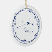 Kerst Aangepaste Naam Ram Zodiac Sign Stars Blauw Keramisch Ornament (Rechts)