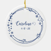 Kerst Aangepaste Naam Ram Zodiac Sign Stars Blauw Keramisch Ornament (Achterkant)