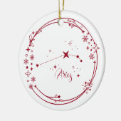 Kerst Aangepaste Naam Ram Zodiac Teken Sterren Roo Keramisch Ornament (Links)