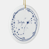 Kerst Aangepaste Naam Schorpioen Zodiac Sign Blauw Keramisch Ornament (Rechts)