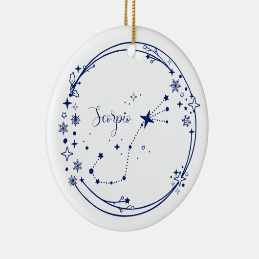 Kerst Aangepaste Naam Schorpioen Zodiac Sign Blauw Keramisch Ornament (Rechts)