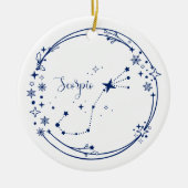 Kerst Aangepaste Naam Schorpioen Zodiac Sign Blauw Keramisch Ornament (Voorkant)