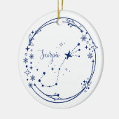 Kerst Aangepaste Naam Schorpioen Zodiac Sign Blauw Keramisch Ornament (Links)