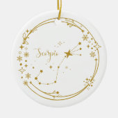 Kerst Aangepaste Naam Schorpioen Zodiac Sign Gold Keramisch Ornament (Voorkant)