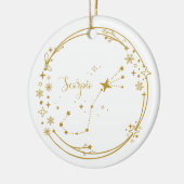 Kerst Aangepaste Naam Schorpioen Zodiac Sign Gold Keramisch Ornament (Links)