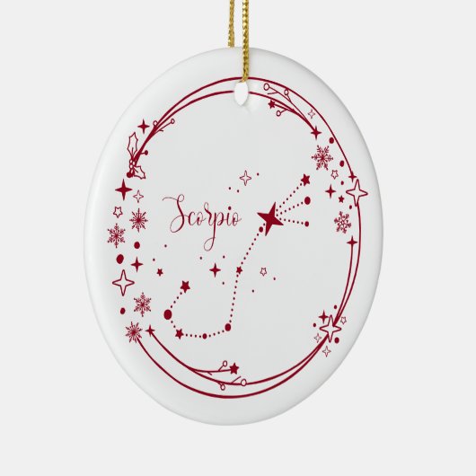 Kerst Aangepaste Naam Schorpioen Zodiac Teken Rood Keramisch Ornament (Rechts)