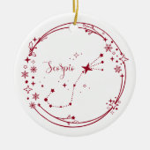 Kerst Aangepaste Naam Schorpioen Zodiac Teken Rood Keramisch Ornament (Voorkant)