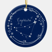 Kerst Aangepaste Naam Steenbok Zodiac Blauw Zilver Keramisch Ornament (Voorkant)