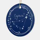 Kerst Aangepaste Naam Steenbok Zodiac Blauw Zilver Keramisch Ornament (Links)