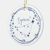 Kerst Aangepaste Naam Steenbok Zodiac Sign Blauw Keramisch Ornament (Links)