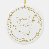 Kerst Aangepaste Naam Steenbok Zodiac Sign Gold Keramisch Ornament (Voorkant)