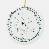 Kerst Aangepaste Naam Stier Zodiac Sign Groen Keramisch Ornament (Voorkant)
