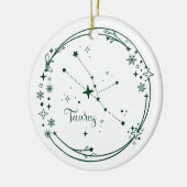 Kerst Aangepaste Naam Stier Zodiac Sign Groen Keramisch Ornament (Links)