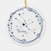Kerst Aangepaste Naam Stier Zodiac Teken Blauw Keramisch Ornament (Voorkant)