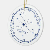 Kerst Aangepaste Naam Stier Zodiac Teken Blauw Keramisch Ornament (Links)