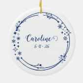 Kerst Aangepaste Naam Stier Zodiac Teken Blauw Keramisch Ornament (Achterkant)