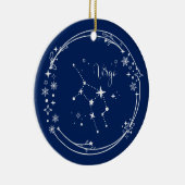 Kerst Aangepaste Naam Virgo Zodiac Blauw Zilver Keramisch Ornament (Rechts)
