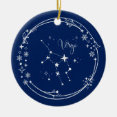 Kerst Aangepaste Naam Virgo Zodiac Blauw Zilver Keramisch Ornament (Voorkant)