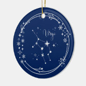 Kerst Aangepaste Naam Virgo Zodiac Blauw Zilver Keramisch Ornament (Links)