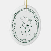 Kerst Aangepaste Naam Virgo Zodiac Sign Groen Keramisch Ornament (Rechts)