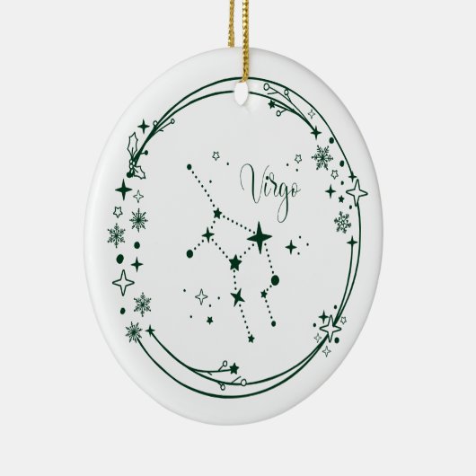 Kerst Aangepaste Naam Virgo Zodiac Sign Groen Keramisch Ornament (Rechts)