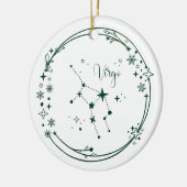 Kerst Aangepaste Naam Virgo Zodiac Sign Groen Keramisch Ornament (Links)