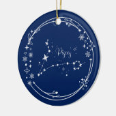 Kerst Aangepaste Naam Vissen Zodiac Blauw Zilver Keramisch Ornament (Links)