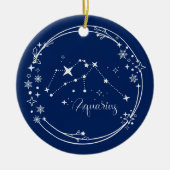 Kerst Aangepaste Naam Waterman Zodiac Blauw Zilver Keramisch Ornament (Voorkant)