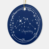 Kerst Aangepaste Naam Waterman Zodiac Blauw Zilver Keramisch Ornament (Links)