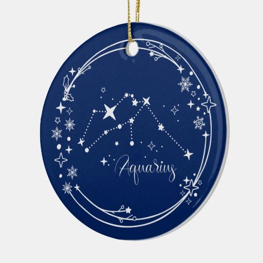 Kerst Aangepaste Naam Waterman Zodiac Blauw Zilver Keramisch Ornament (Links)