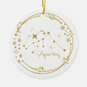 Kerst Aangepaste Naam Waterman Zodiac Stars Gold Keramisch Ornament (Voorkant)