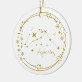 Kerst Aangepaste Naam Waterman Zodiac Stars Gold Keramisch Ornament (Links)