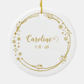 Kerst Aangepaste Naam Waterman Zodiac Stars Gold Keramisch Ornament (Achterkant)
