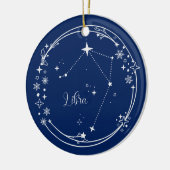 Kerst Aangepaste Naam Weegschaal Zodiac Blauw Zilv Keramisch Ornament (Links)