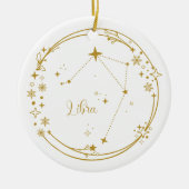 Kerst Aangepaste Naam Weegschaal Zodiac Sign Gold Keramisch Ornament (Voorkant)