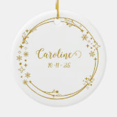 Kerst Aangepaste Naam Weegschaal Zodiac Sign Gold Keramisch Ornament (Achterkant)