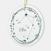 Kerst Aangepaste Naam Weegschaal Zodiac Sign Groen Keramisch Ornament (Links)