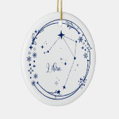 Kerst Aangepaste Naam Weegschaal Zodiac Teken Blau Keramisch Ornament (Rechts)