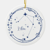 Kerst Aangepaste Naam Weegschaal Zodiac Teken Blau Keramisch Ornament (Voorkant)